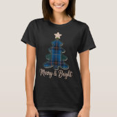 T-shirt Christmas Tree Pattern Tartans Greens And Blue Pla (Devant)