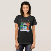 T-shirt Christmas Tree Snowman Reindeer Book Stack Librari (Devant entier)