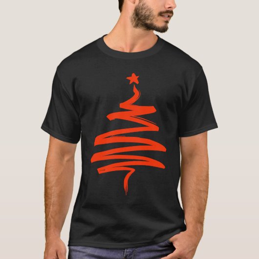 T-shirt Christmas Tree Xmas Tree Orange Brush Stroke Men W (Devant)