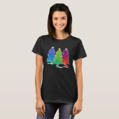 T-shirt Christmas Trees Cat Lizard Dinosaur Rat Blue Green (Devant entier)