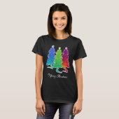 T-shirt Christmas Trees Cat Lizard Dinosaur Rat Blue Green (Devant entier)