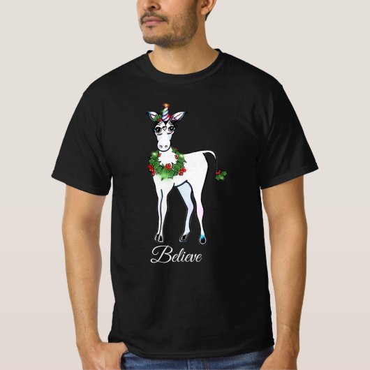 T-shirt Christmas Unicorn, croyez (Devant)