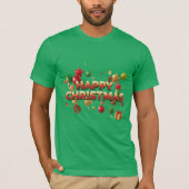 T-shirt Christmas Watercolor Snow Globe Cabin Green (Devant)