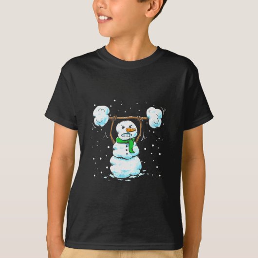 T-shirt Christmas Weightlifting Snowman Shirt Funny Snowma (Devant)