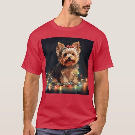 T-shirt Christmas Yorkie (Devant)