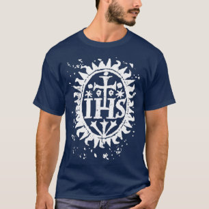 T-shirt Christogramme de Croix IHS Art Vintage désorganisé