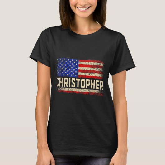 T-shirt Christopher First Name Shirt Christopher Name Amer (Devant)