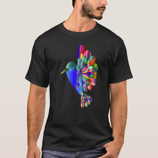 T-shirt Chromatic Abstract Hummingbird Watercolor Bird Art (Devant)