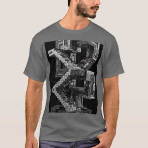 T-shirt Chrome Noir Argent Escher Architec Brutaliste 3D