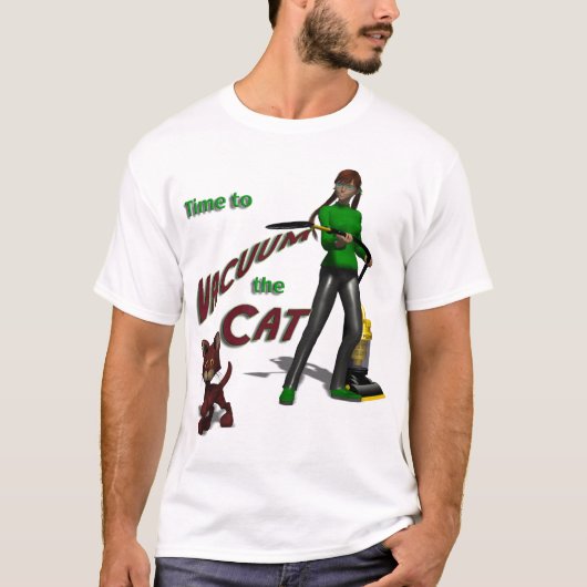 T-shirt Chronométrez pour nettoyer à l'aspirateur le chat (Devant)