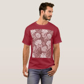 T-shirt Chrysanthemum Maroon, William Morris (Devant entier)