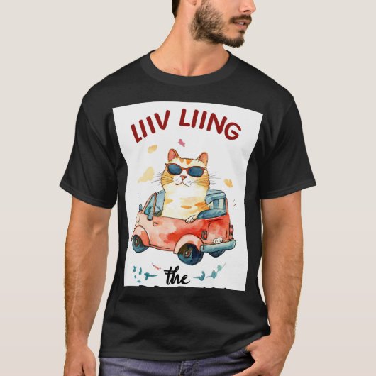T-shirt Chubby chat dans une minuscule voiture 2d illustra (Devant)