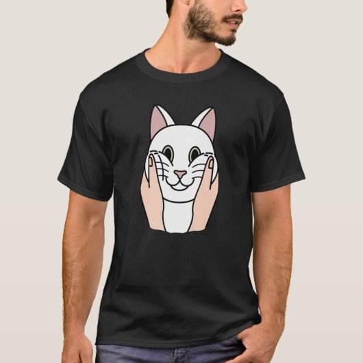 T-shirt Chubby Cheeks White Cat Pet (Devant)