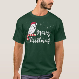 T-shirt Chubby Parapluie Cacatoès Joyeux Noël Kawaii Blan