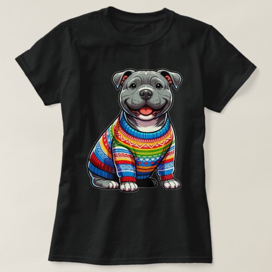 T-shirt Chubby Pitbull Chien Chuppy Chuppy Chuppy (Design devant)