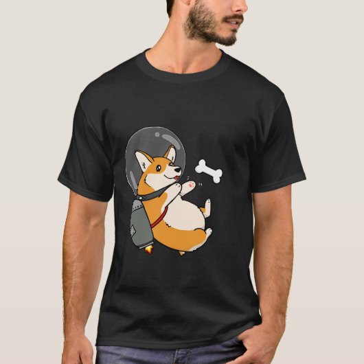 T-shirt Chubby Space Jetpack Corgi (Devant)