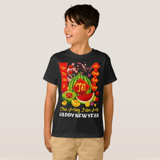 T-shirt Chuc Mung Nam Moi Happy Lunar New Year Vietnamese (Devant entier)