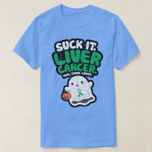 T-shirt Chuck It Liver Cancer Gimme Candy Funny Boo Ghost (Design devant)