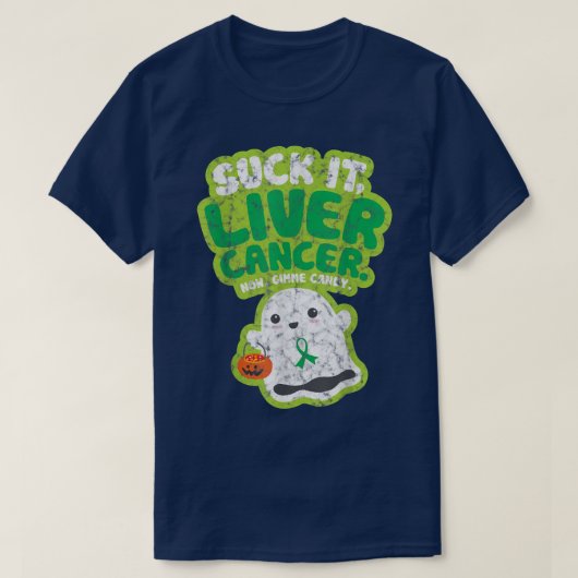 T-shirt Chuck It Liver Cancer Gimme Candy Funny Boo Ghost (Design devant)