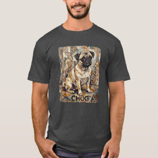 T-shirt Chug Dog Cubist - Art Dog Vintage Style 