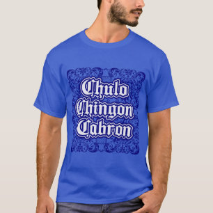 T-shirt Chulo Chingon Cabron Bandana en bleu