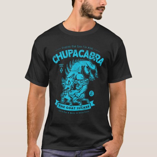 T-shirt Chupacabra Le Suceur de Chèvre Dossier de Cryptide (Devant)