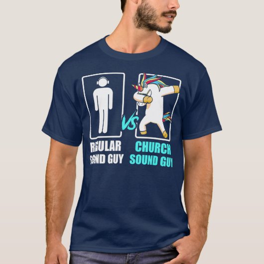 T-shirt Church Sound Guy Unicorn Audio Tech Engineer (Devant)