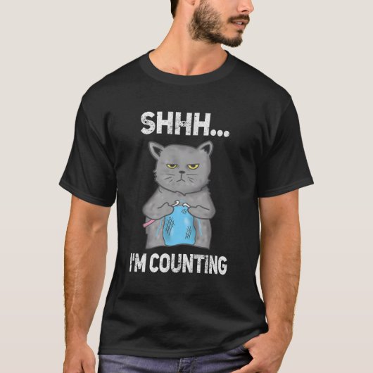 T-shirt Chut, Je Compte Drôle Chat Crochet (Devant)