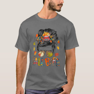 T-shirt Chute Bébé Chute Maman Blessé Messy Bun Leopard Me