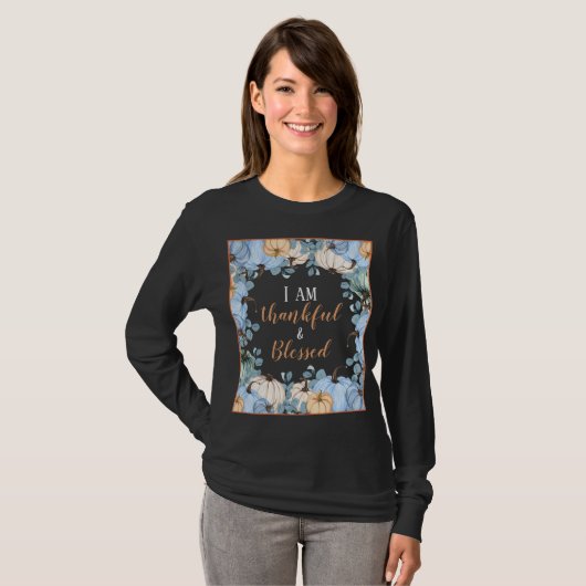 T-shirt Chute Remercieuse et bienheureuse longue manches f (Devant entier)