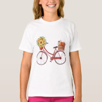 Chute. Vélo rustique avec tournesol