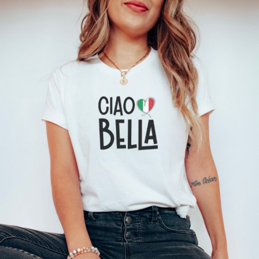T-shirt Ciao Bella - Coeur du drapeau italien mignon