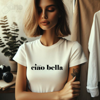 T-shirt Ciao Bella Linda Escritura italiana moderna 