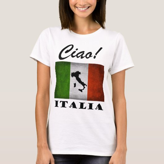 T-shirt Ciao ! Carte italienne de drapeau de l'Italie (Devant)