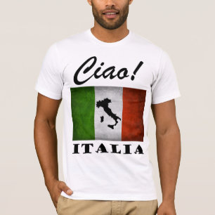 T-shirt Ciao ! Italia Tricolore Carte du Drapeau Italien I