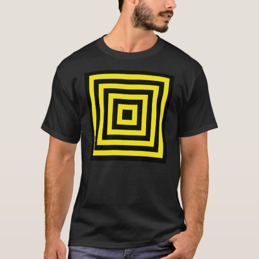 T-shirt cible carrée jaune noir (Devant)