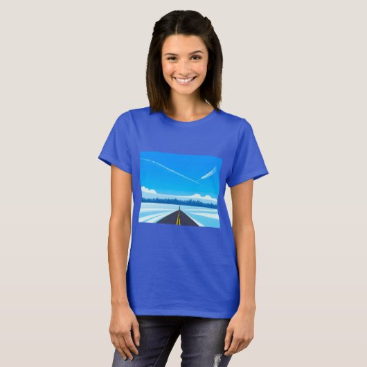 T-shirt ciel bleu avions (Devant entier)