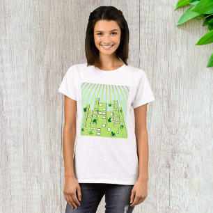 T-shirt Ciel de ville écologique vert avec feuilles flotta
