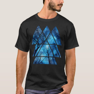 T-shirt Ciel géométrique des arbres de nuit Nature Graphi