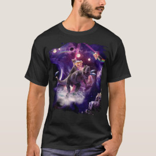 T-shirt Ciel laser arc-en-ciel sur la pizza dinosaure