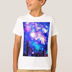 T-shirt Ciel nocturne de style d'horizon comique de ville