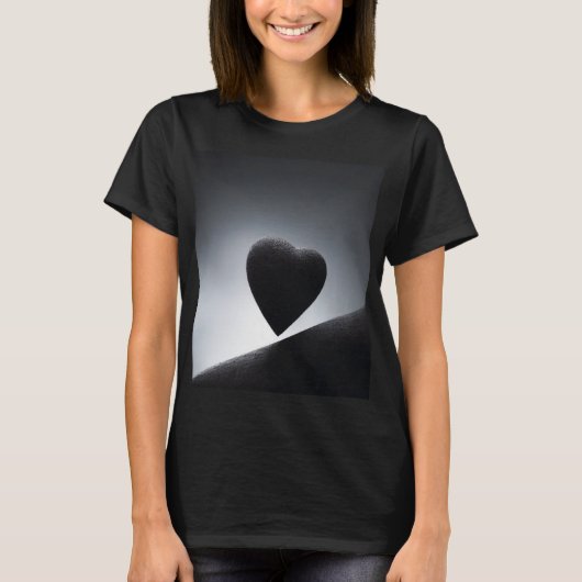 T-shirt Ciel nocturne en forme de coeur clair de lune (Devant)