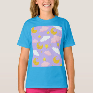 T-Shirt Ciel Nocturne Nuages et Étoiles Lune de Rê