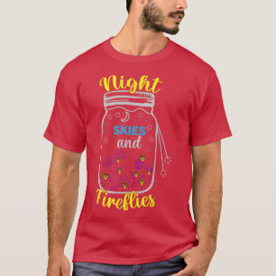T-shirt Ciels de nuit et lucioles avec Mason Jar Camping S