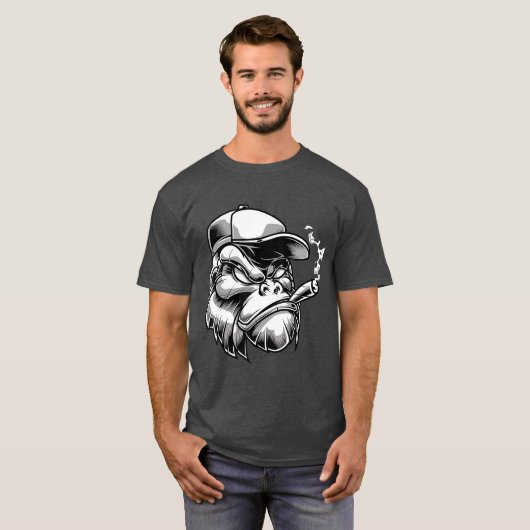 T-shirt Cigar Fumer Gorilla Silverback Singe Ape Cadeau (Devant entier)