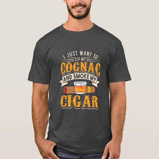 T-shirt Cigar Lover | Mon Cognac Et Fumer Mon Cigar (Devant)