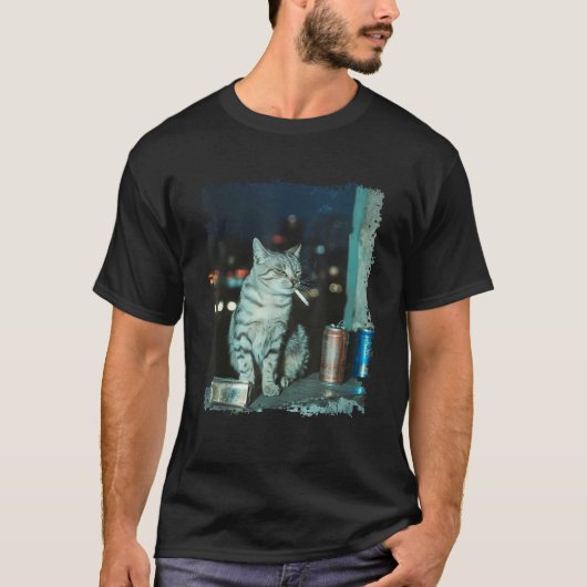 T-shirt Cigarette Kitten Drôle Fumer Chat Mème Bra Stupide (Devant)