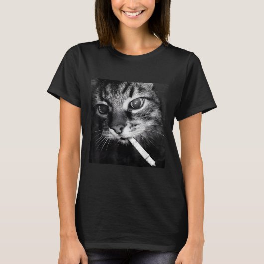 T-shirt Cigarette Kitten Drôle Fumer Mème Chat Stud Cervea (Devant)