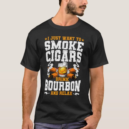 T-shirt Cigars and Bourbon Quote Drinking Adults (Devant)