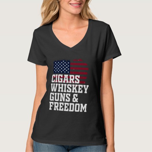 T-shirt Cigars Armes À Whiskey Et Cigares De Liberté (Devant)